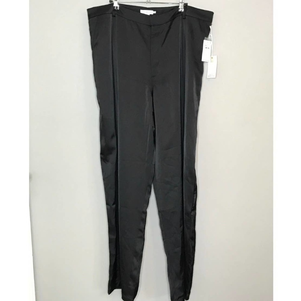 Good American Satin Pants Trousers Black‎ Wide Leg High Rise - Picture 3 of 4